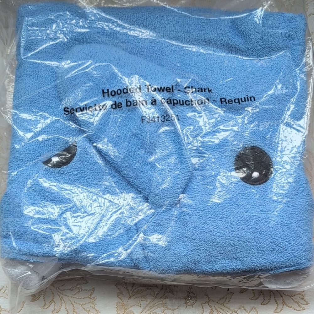 New In The Bag Shark Hooded Towel.